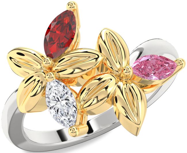 Gold Silver Flower Ring