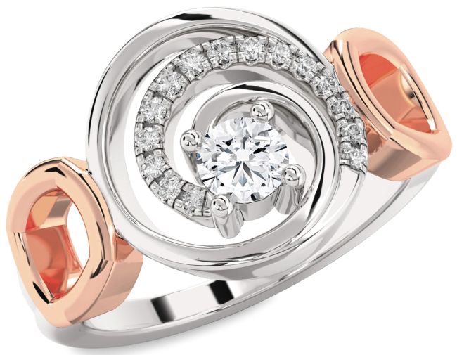 Diamond Silver & 10K Rose Gold Circle Ring