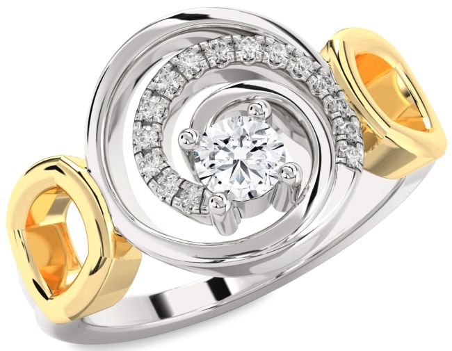 Diamond Silver & 10K gold Circle Ring