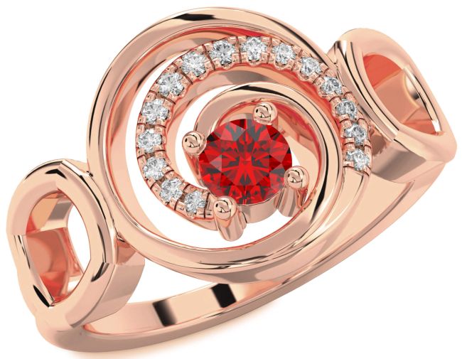 Diamond Ruby Rose Gold Silver Circle Ring