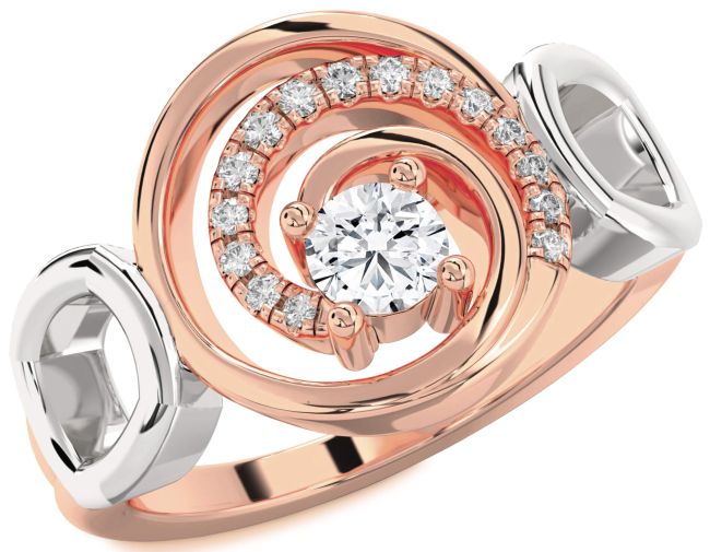 Diamond White Rose Gold Circle Ring