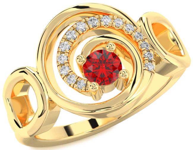 Diamond Ruby Gold Silver Circle Ring