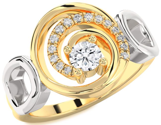 Diamond Gold Silver Circle Ring