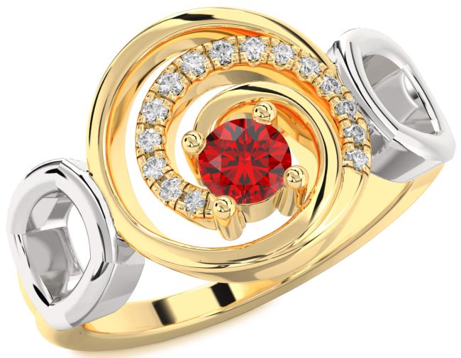 Diamond Ruby Gold Silver Circle Ring