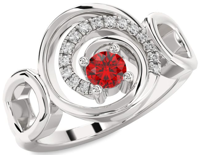 Diamond Ruby Platinum Circle Ring