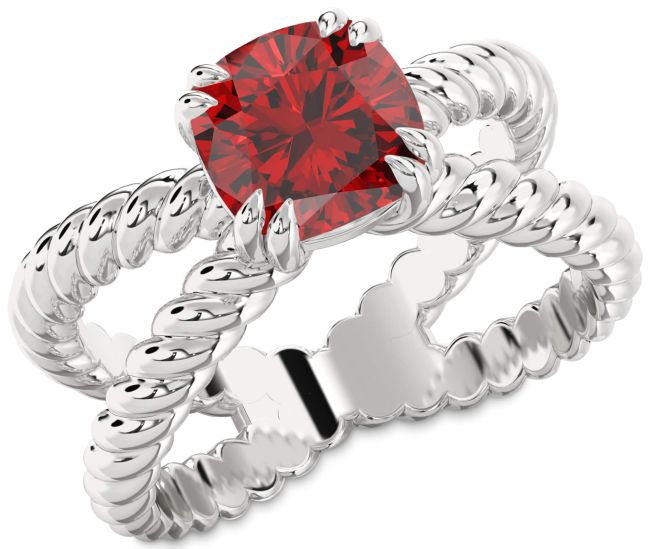 Ruby Platinum Cushion Solitaire Engagement Ring