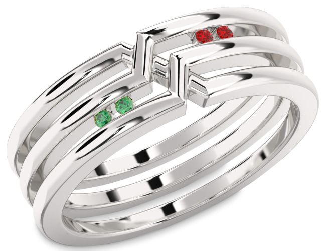 Men's Emerald & Ruby Platinum Band Ring