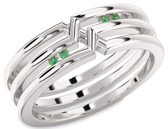 Men's Emerald Silver Band Ring