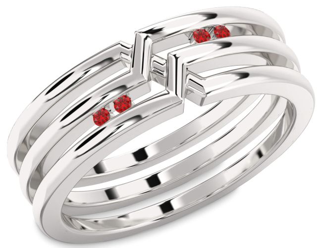 Men's Ruby Silver Band Ring