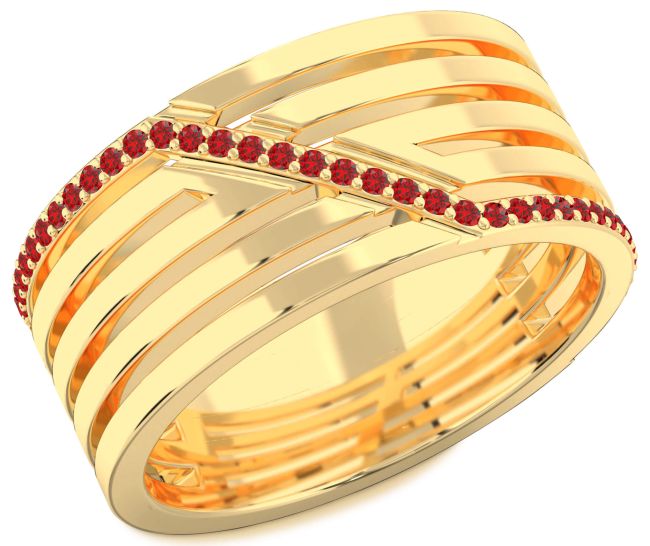 Men's Ruby Gold Band Ring
