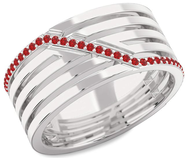 Men's Ruby White Gold Band Ring