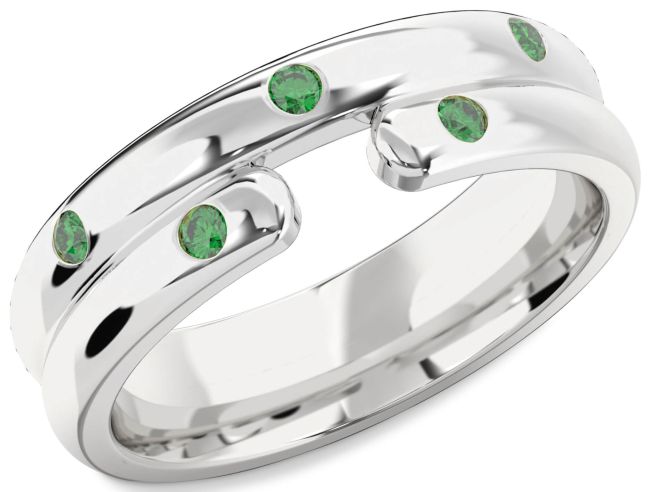 Men's Emerald Platinum Wedding Band Ring
