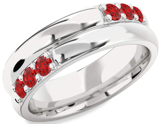 Men's Ruby Silver Band Ring