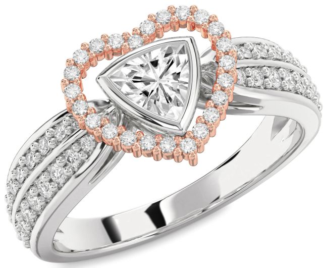 Diamond White Rose Gold Heart Solitaire Engagement Ring