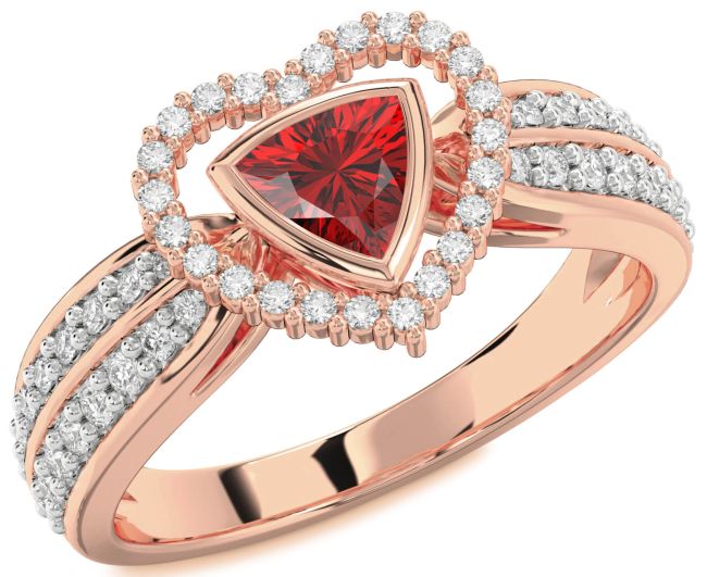 Diamond Ruby Rose Gold Heart Solitaire Engagement Ring