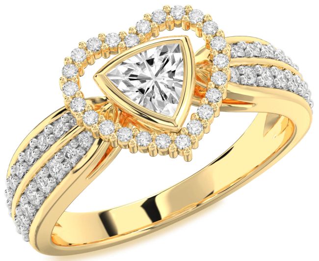 Diamond Gold Heart Solitaire Engagement Ring