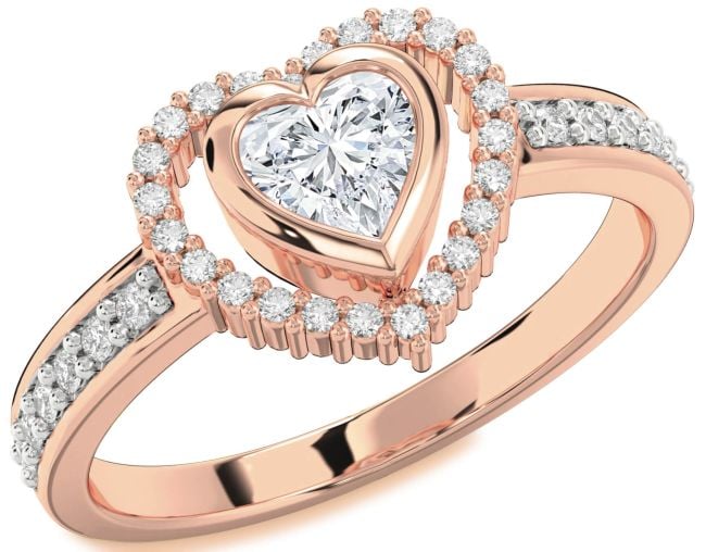 Diamond Rose Gold Heart Solitaire Engagement Ring