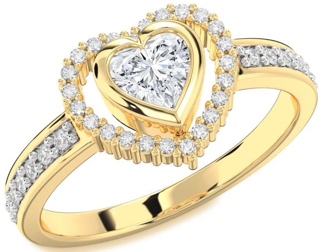 Diamond Gold Heart Solitaire Engagement Ring