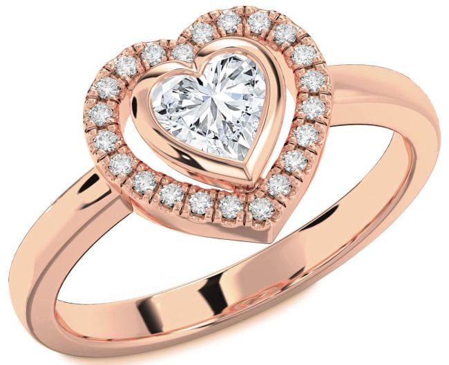 Diamond Rose Gold Heart Solitaire Engagement Ring