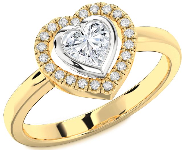 Diamond Platinum & Yellow Gold Heart Solitaire Engagement Ring