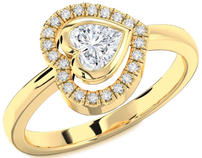 Diamond Gold Heart Solitaire Engagement Ring