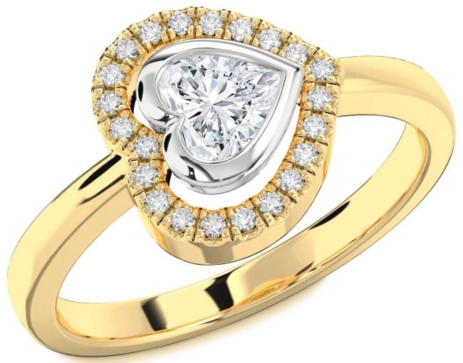 Diamond Platinum & Yellow Gold Heart Solitaire Engagement Ring