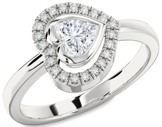 Diamond White Gold Heart Solitaire Engagement Ring