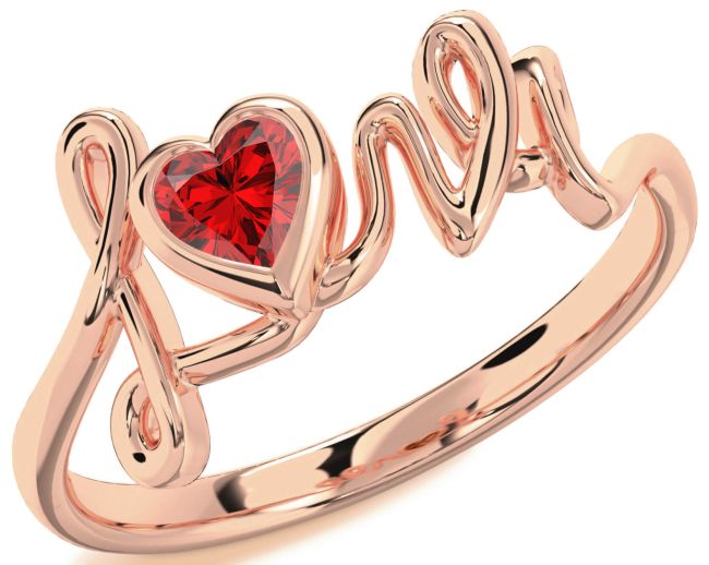 Ruby Rose Gold Silver Heart Promise Ring