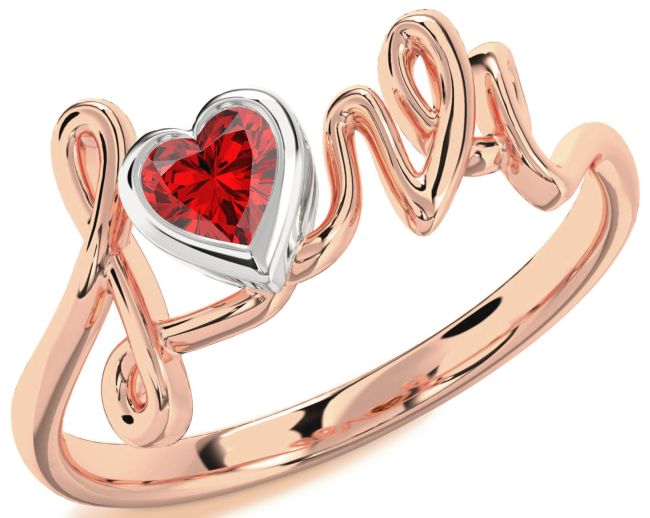 Ruby Rose Gold Silver Heart Promise Ring