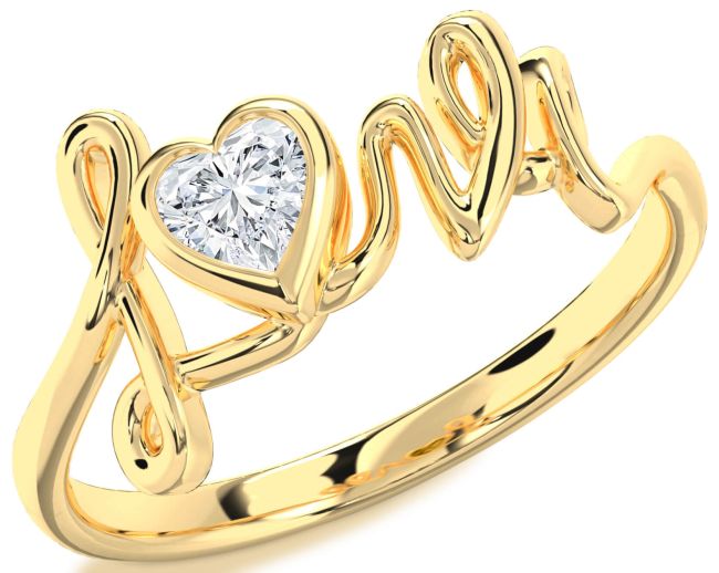 Diamond Gold Heart Promise Ring