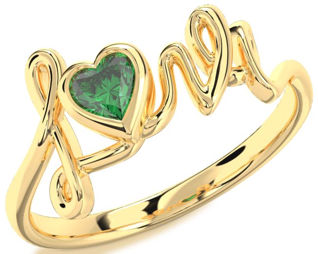 Emerald Gold Heart Promise Ring