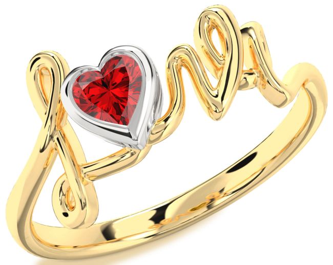 Ruby Gold Silver Heart Promise Ring