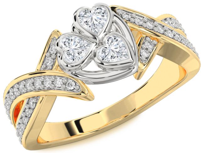Diamond Platinum & Yellow Gold Heart Three Stone Ring