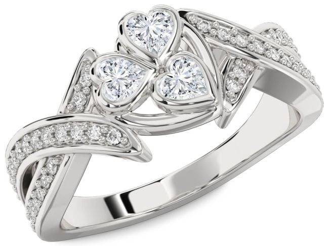 Diamond Platinum Heart Three Stone Ring