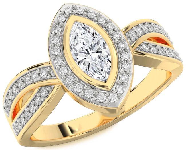 Diamond Gold Halo Marquise Engagement Ring