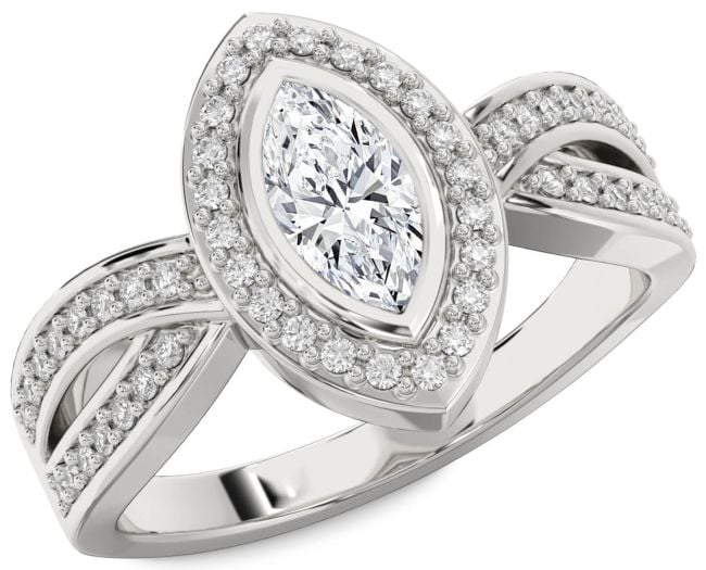 Diamond White Gold Halo Marquise Engagement Ring