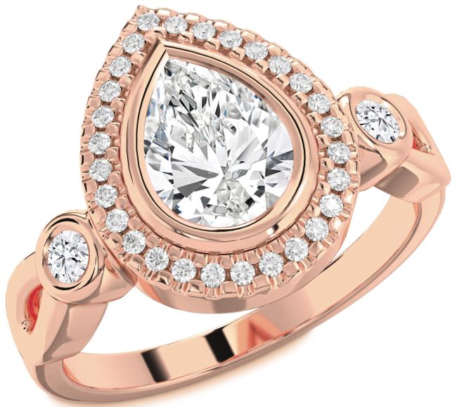 Diamond Rose Gold Halo Pear Engagement Ring