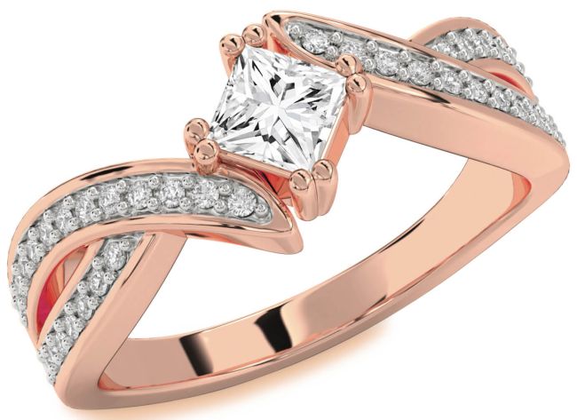 Diamond Rose Gold Princess Solitaire Pave Engagement Ring