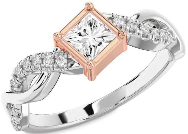Diamond White Rose Gold Princess Promise Ring