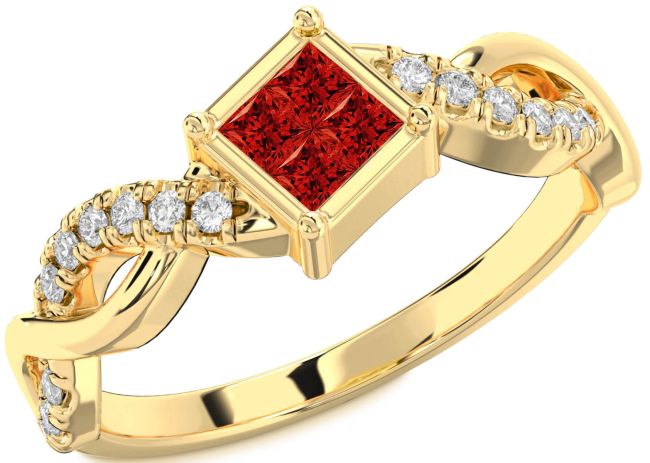 Diamond Ruby Gold Princess Promise Ring