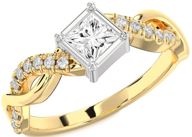 Diamond White Yellow Gold Princess Promise Ring