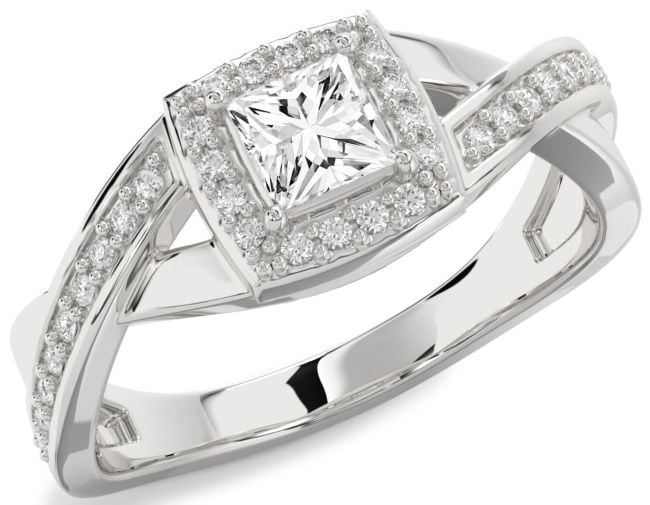 Diamond Platinum Halo Princess Engagement Ring