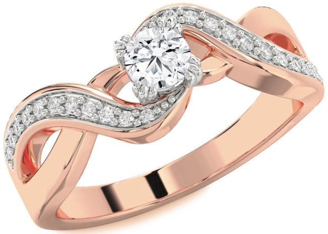 Diamond Rose Gold Silver Infinity Round Promise Ring
