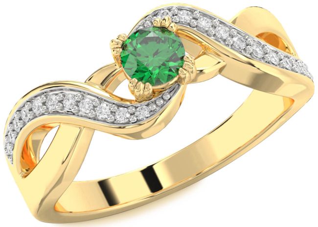 Diamond Emerald Gold Silver Infinity Round Promise Ring