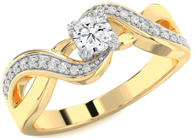 Diamond White Yellow Gold Infinity Round Promise Ring