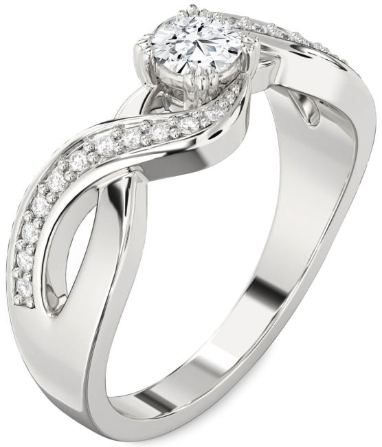Lab Diamond Silver Infinity Round Promise Ring