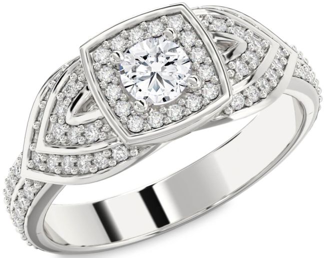 Diamond Platinum Halo Round Pave Promise Ring