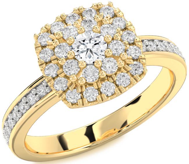 Diamond Gold Halo Round Pave Promise Ring