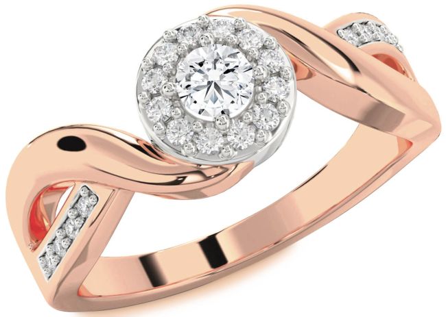 Diamond White Rose Gold Halo Round Promise Ring