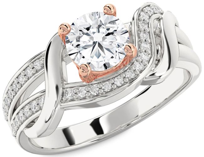 Diamond Platinum & Rose Gold Round Solitaire Engagement Ring